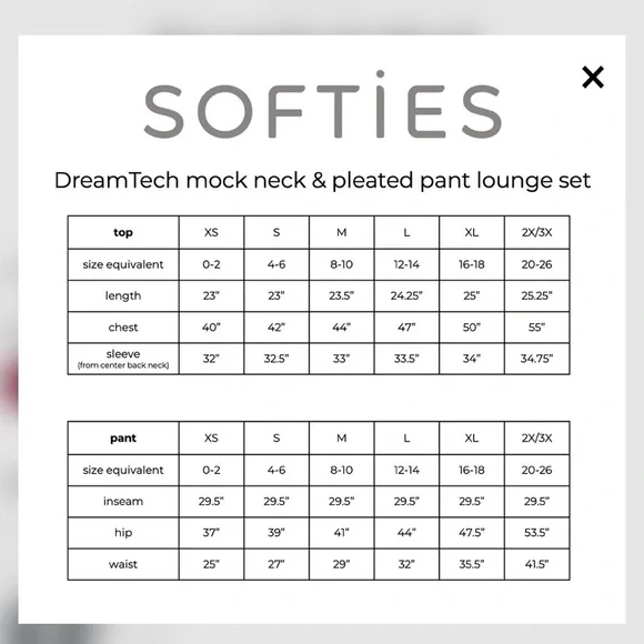 Softies DreamTech Mock Neck with Pleated Pant in Almond- Size M - New With Tags - Picture 7 of 7